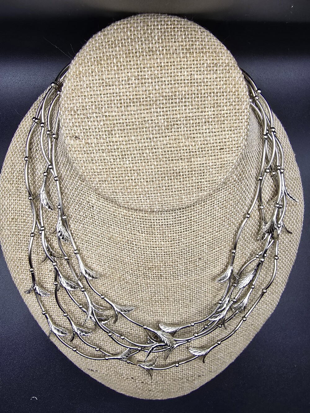 Cookie Lee Multi-Strand Silver Leaf Necklace - Picture 2 of 6